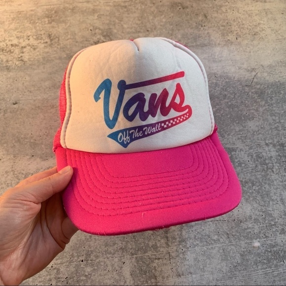 Vans Vintage Ombré Logo Pink Skater Hawaii Trucker Adjustable Hat - Picture 1 of 7